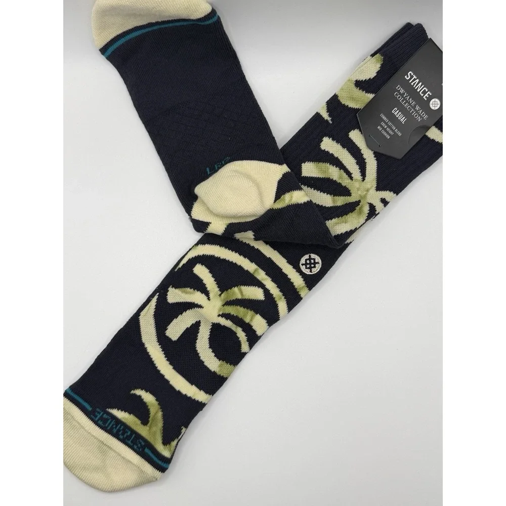 Stance Dwyane Wade Collection Navy Blue Palm Crew Socks A556C24PAL Mens Large